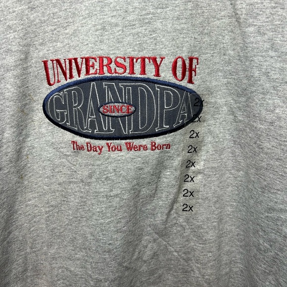 M&C Sportswear University Of Grandpa T Shirt Size XXL Grey Embroidered - Picture 3 of 9